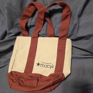 Macy's Beige Tote with Rust Accents